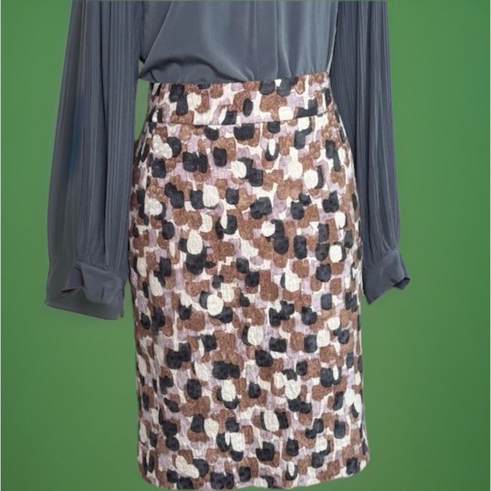 J Crew Silk Blend Pencil Skirt | Soft Abstract | French Girl Neutrals | Lux